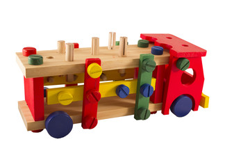 Fototapeta premium Child's designer, cargo vehicle on a white background