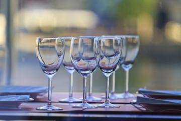 beautiful glasses in an expensive restaurant