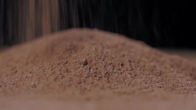 Close up of protein powder sports nutrition with chocolate