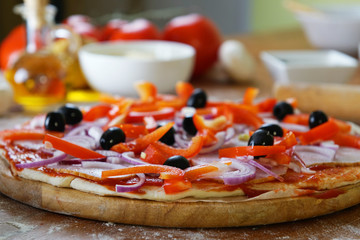 Baked pizza