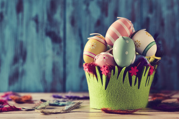 decorated easter eggs of different colors