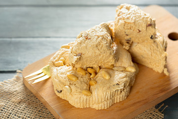 traditional eastern desserts on wooden background