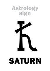 Astrology Alphabet: SATURN (Kronos), classic major planet. Hieroglyphics character sign (ancient greek symbol).