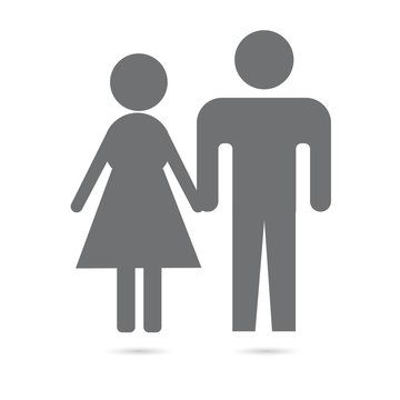 Man and woman. Grey icon on white background