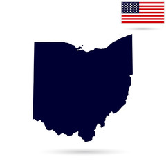 Fototapeta premium Map of the U.S. state Ohio on a white background. American flag