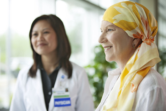 Smiling woman wearing headscarf