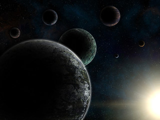 Obraz na płótnie Canvas Unreal Trappist-1 exoplanets system