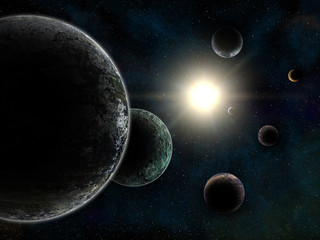 Naklejka premium Unreal Trappist-1 exoplanets system