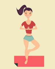 Illustration of the girl doing yoga