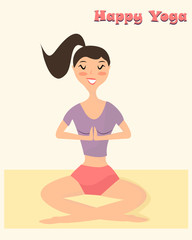 Illustration of the girl sitting in the yoga pose