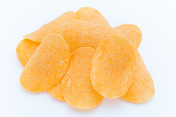 Potato chips on the papric. Eco food.