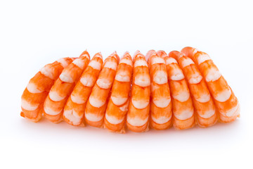 Steamed tiger shrimp isolated on white background.