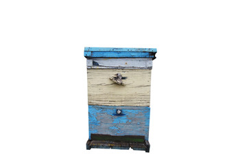 Bee hive is isolated. Old broken.