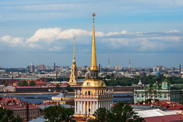 View of Admiralty building and Peter and Paul Fortress from St. Isaac's Cathedral, St. Petersburg, Russia
