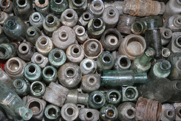 old bottles used to put alcohol and health medical products