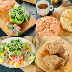 traditional eastern desserts on wooden background