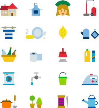 HOUSEKEEPING colored flat icons pack