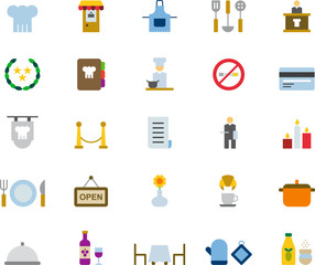 RESTAURANT colored flat icons pack