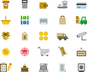 SHOPPING & COMMERCE colored flat icons pack