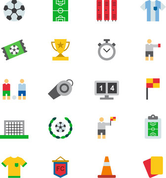 SOCCER / FOOTBALL colored flat icons pack