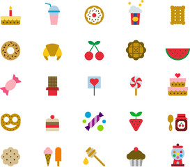 SWEETS & CANDIES colored flat icons pack