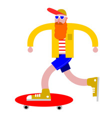 A bearded and red-haired skateboarder