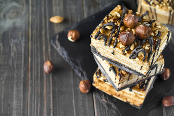 Homemade cake with nuts and chocolate