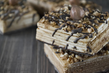 Homemade cake with nuts and chocolate