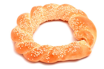 Croissant with sesame isolated on white