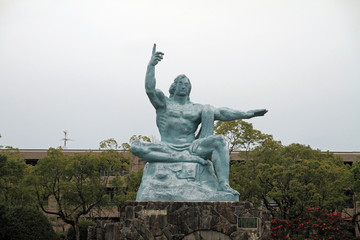peace statue in peace park, Nagasaki, Japan