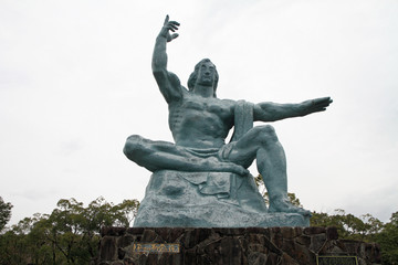 peace statue in peace park, Nagasaki, Japan