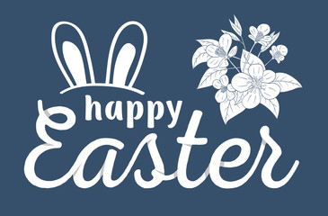Happy Easter. Easter Eggs and Bunny Ears Vector. For flyers, invitation, posters, brochure, banners.