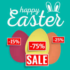 Happy Easter. Easter Eggs and Bunny Ears Vector. For flyers, invitation, posters, brochure, banners.