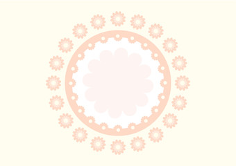 Floral round frame with light yellow background.