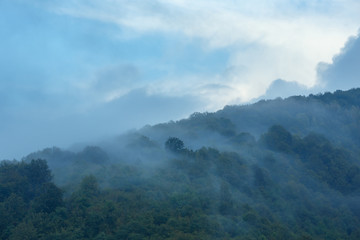 Evening mist in mountain.