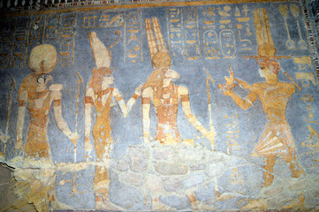 Paintings inside the Hathor temple  of the Jebel Barkal mountain.
 - obrazy, fototapety, plakaty