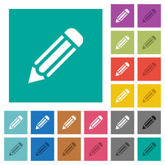 Single pencil square flat multi colored icons