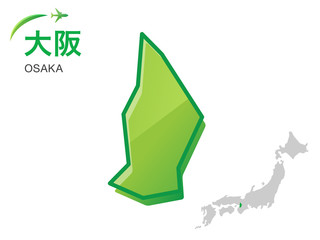 大阪府の地図：イラスト素材
