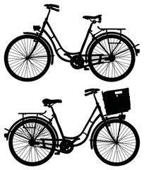 Black silhouette of classic bicycles