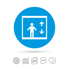 Elevator icon. Person symbol with up down arrows.