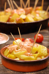 Patatas bravas traditional Spanish potatoes snack tapas
