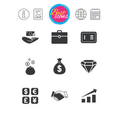 Money, cash and finance icons. Handshake sign.