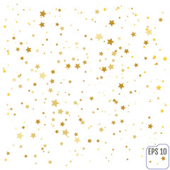 Gold stars. Confetti celebration, Falling golden abstract decoration for party, birthday celebrate, anniversary or event, festive. Festival decor. Vector illustration