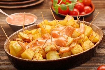 Patatas bravas traditional Spanish potatoes snack tapas
