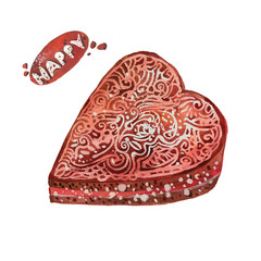Watercolor chocolate heart