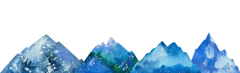Deurstickers Bergen watercolor Snow-capped mountains