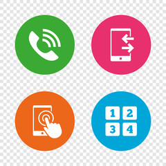 Phone icons. Call center support symbol.