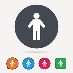 Man icon. Male human symbol. User sign. Circle, speech bubble and star buttons. Flat web icons. Vector