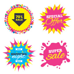 70 percent sale arrow tag sign icon.