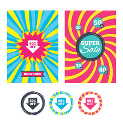 60 percent sale arrow tag sign icon.